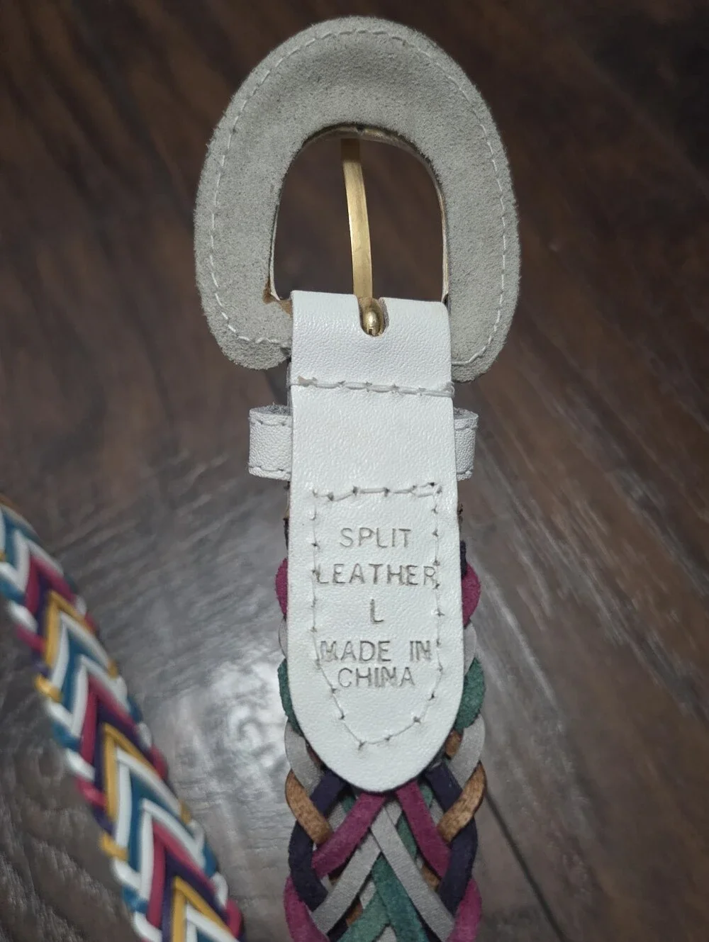 Colorful Braided Split Leather Belt Size L